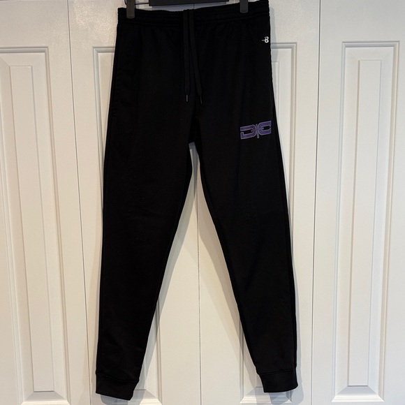 Badger Sport Pants - Womens Black Joggers with Purple Accent